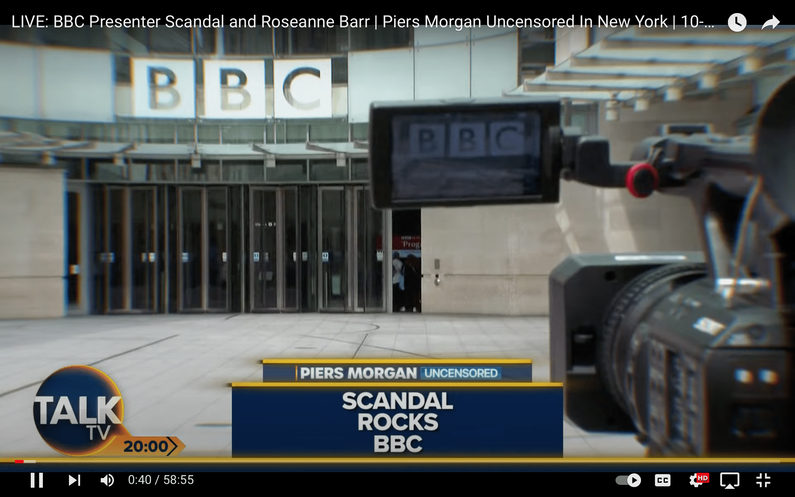 Camera looking at the BBC headquarters