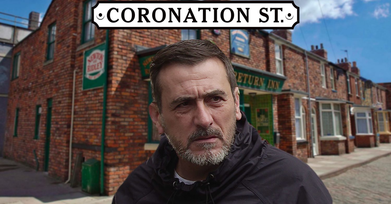 Coronation Street's Peter, the Coronation Street logo and background of the Rovers