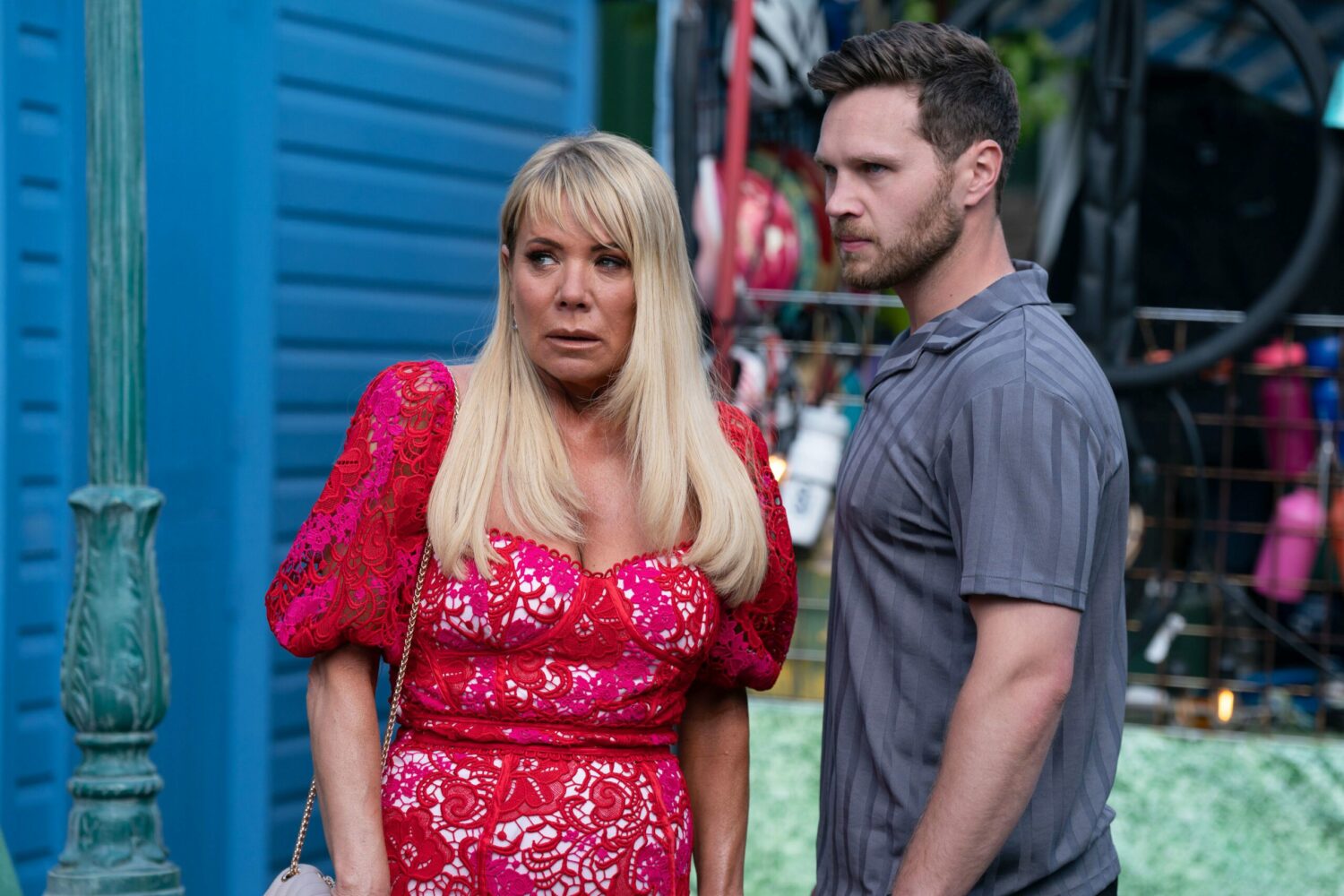 Sharon and Keanu look shocked on EastEnders