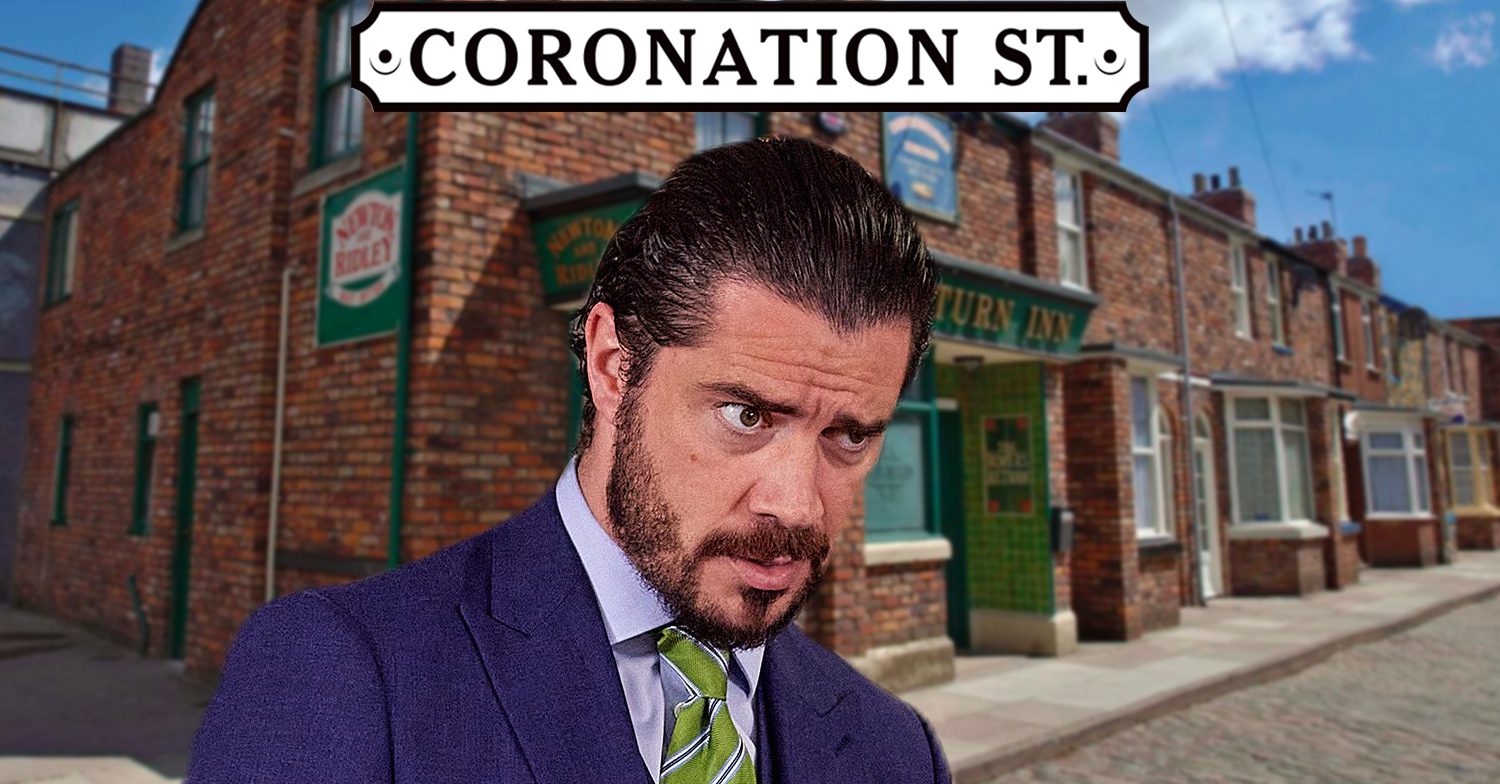 Coronation Street's Adam, the Coronation Street logo and background of the Rovers
