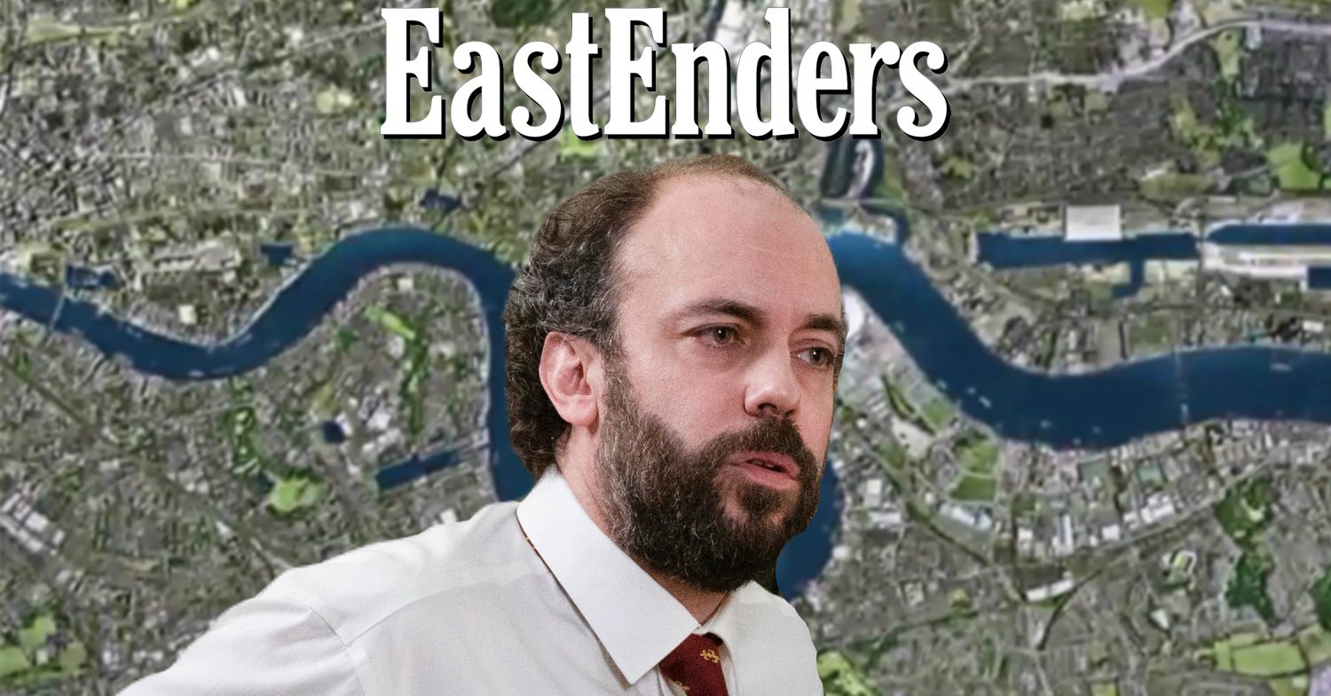 EastEnders' Reiss, the EastEnders logo and background of the Thames