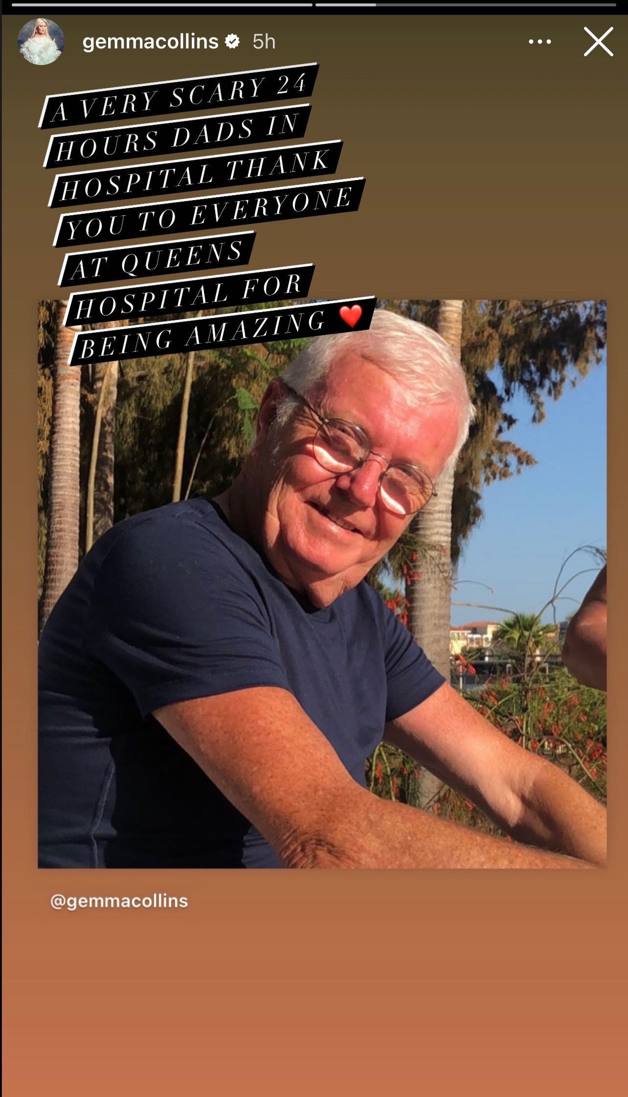 Gemma Collins dad on her Instagram Story