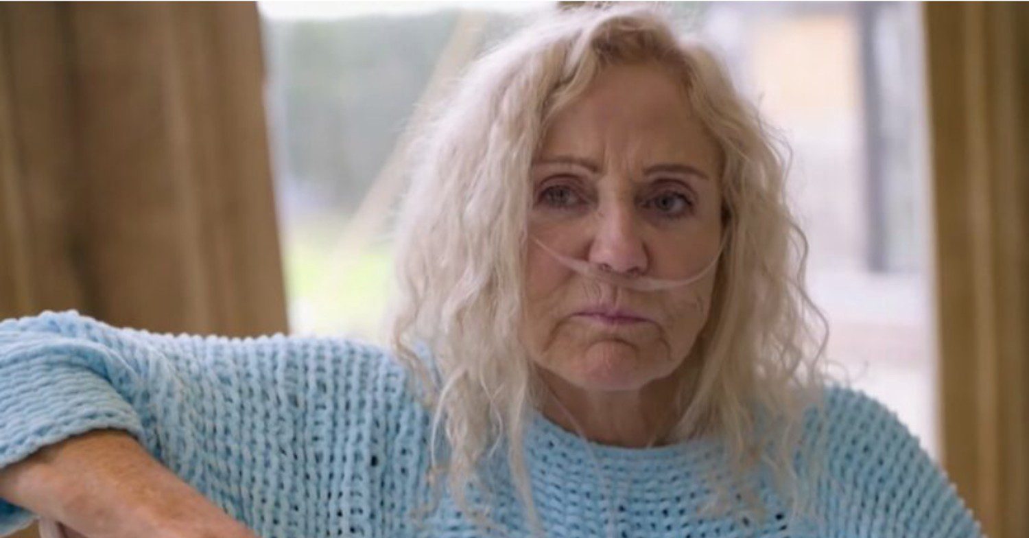 Amy Price with a nasal cannula