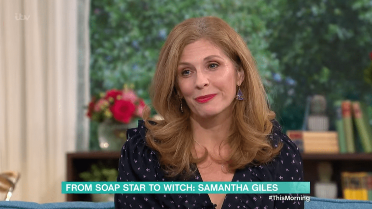 Samantha Giles smiles on the This Morning sofa