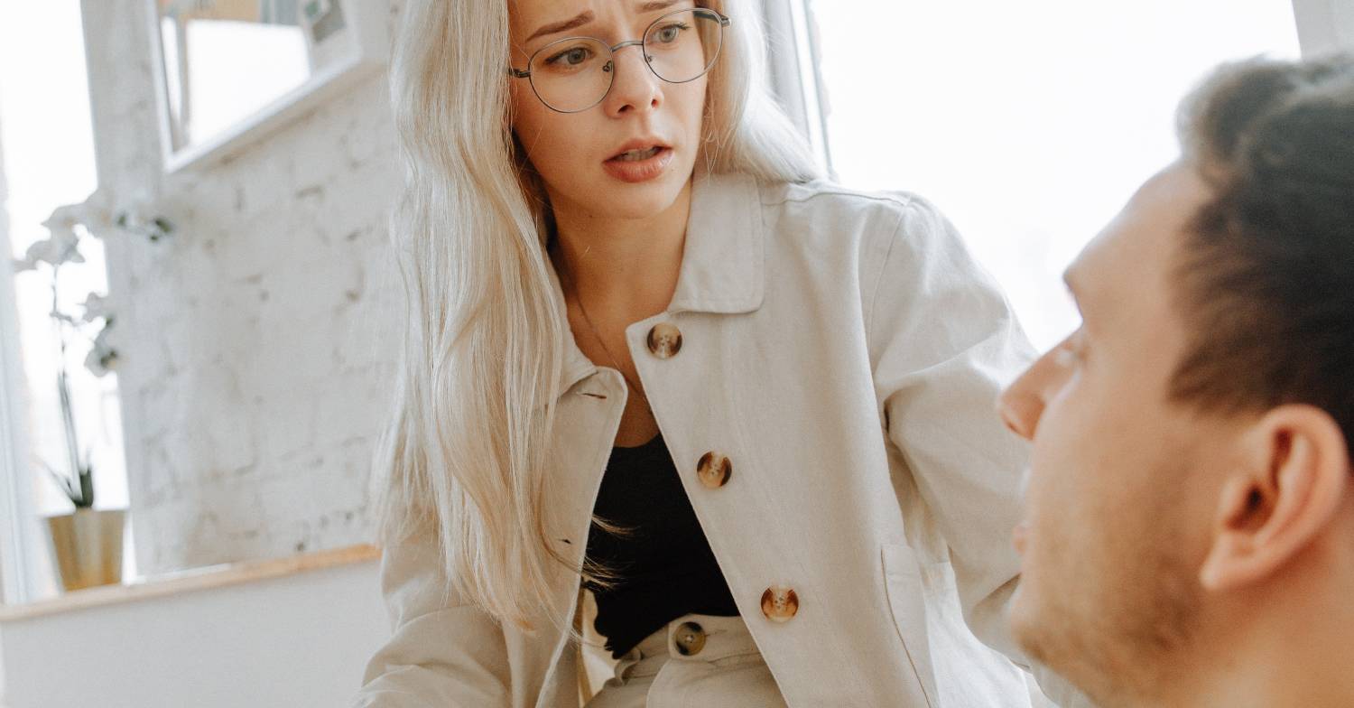 Concerned brother makes his points as his sister reacts