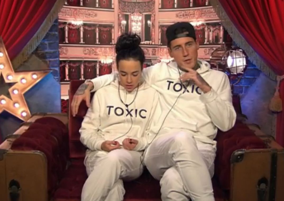 Editorial use onlyMandatory Credit: Photo by Shutterstock (5574408bq) Stephanie Davis and Jeremy McConnell in the diary room 'Celebrity Big Brother' TV show, Elstree Studios, Hertfordshire, Britain - 27 Jan 2016