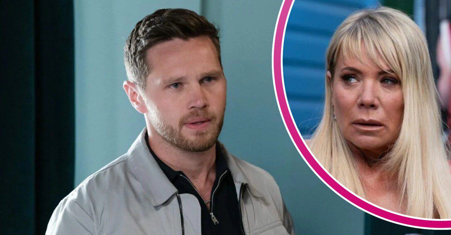 Keanu looks upset on EastEnders; inset, Sharon is looking worried (Credit: BBC/Composite: ED!)