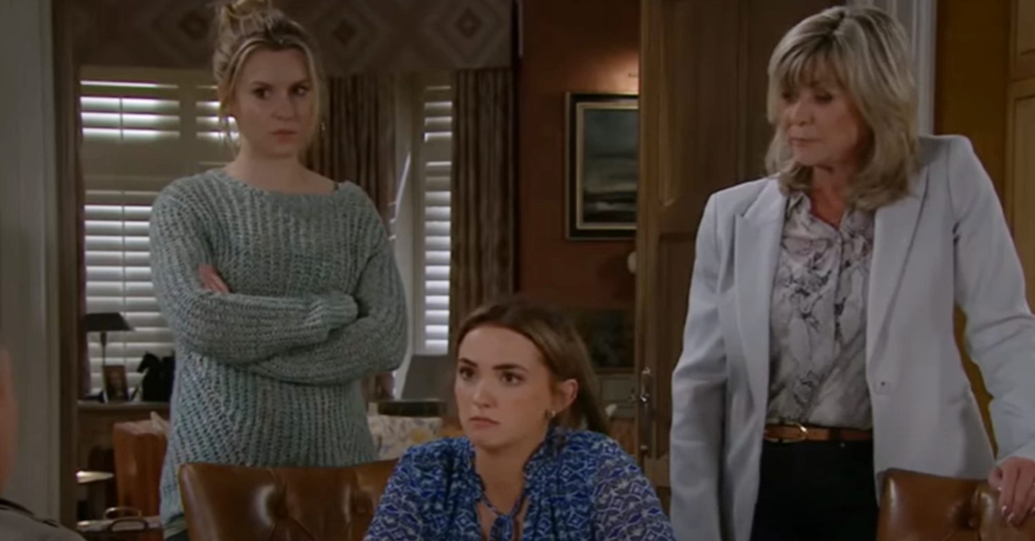 Emmerdale's Dawn and Kim are staring down at Gabby in Home Farm