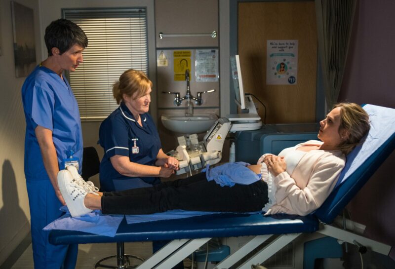 Sarah in the hospital on Corrie