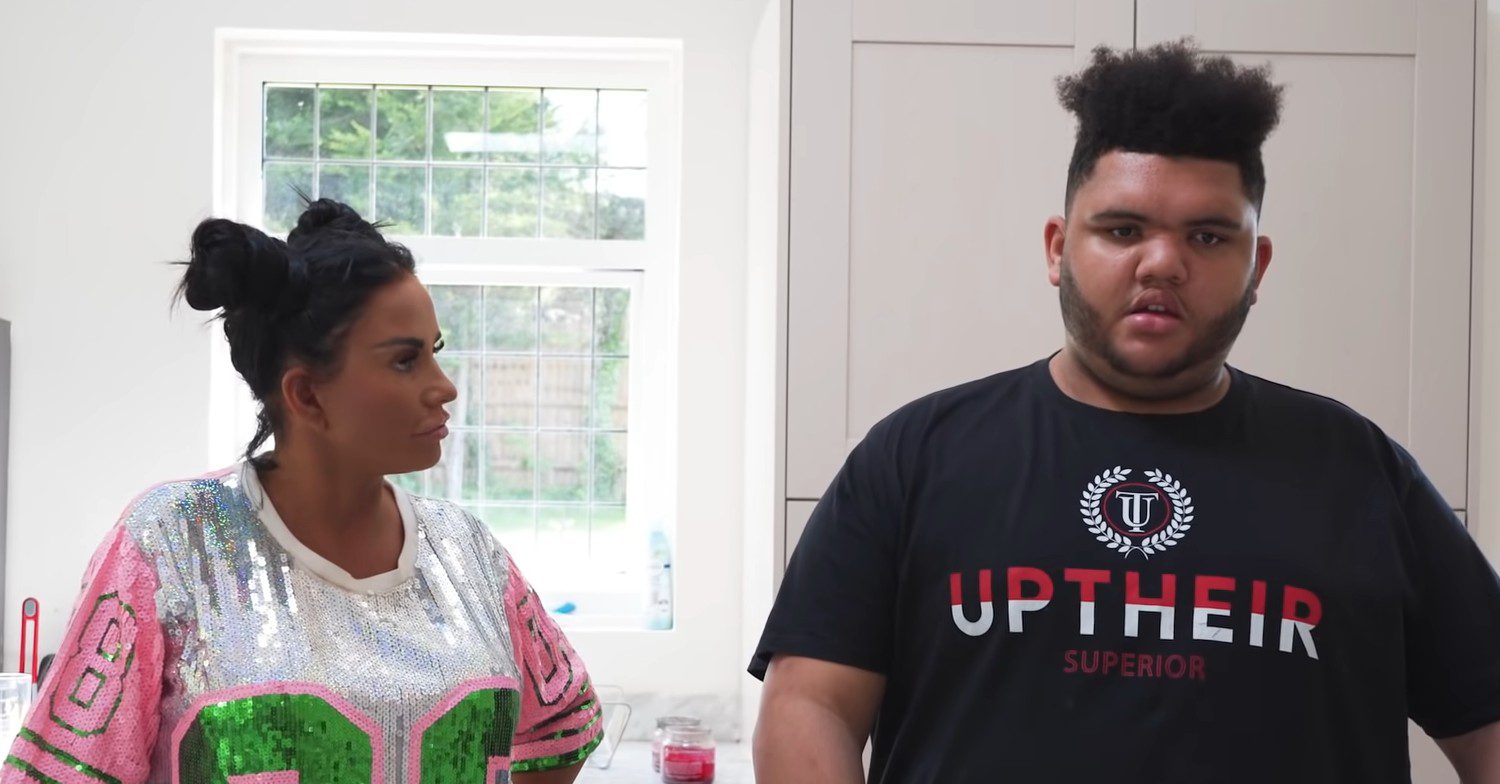 Katie Price and Harvey int he kitchen 