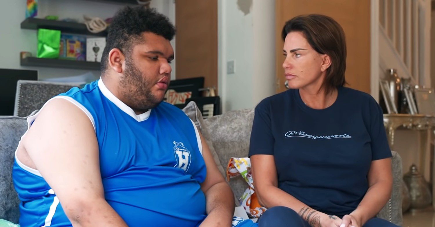 Katie and Harvey Price sitting on the sofa