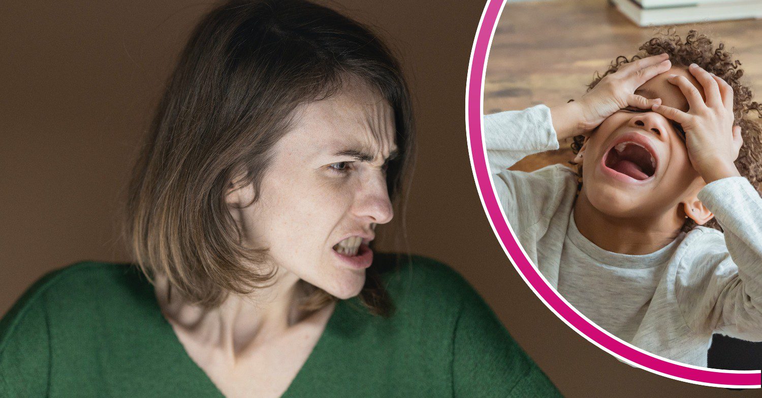 Woman growling / kid crying