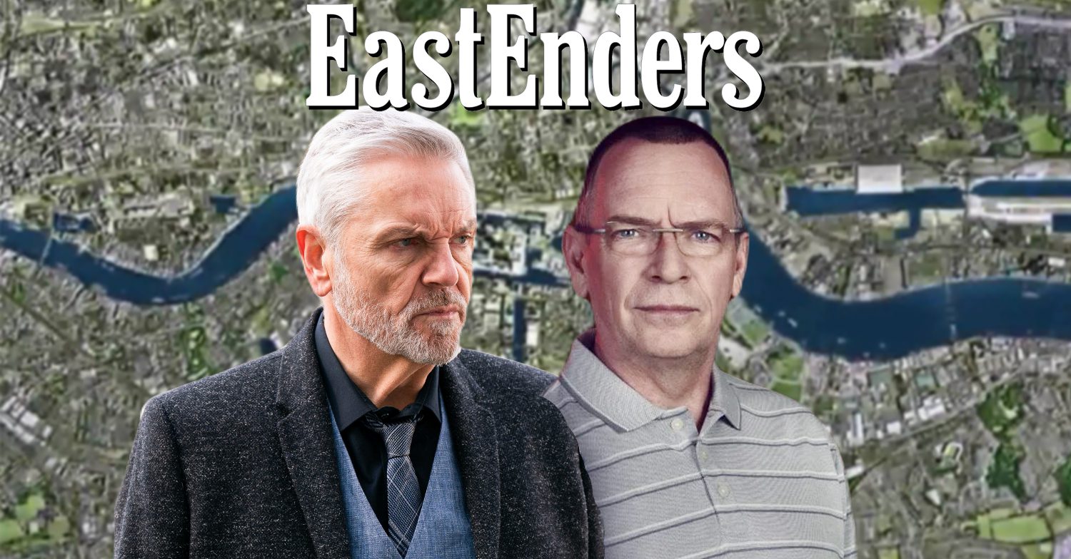 EastEnders' Rocky, Ian, the EastEnders logo and background of the Thames