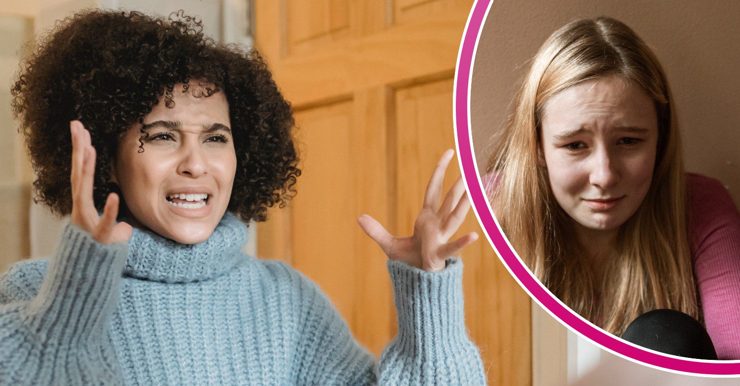 Woman arguing / woman crying