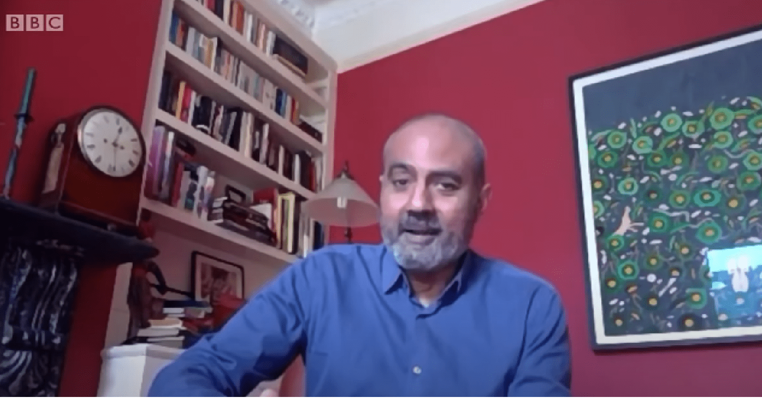 BBC newsreader George Alagiah speaking in interview