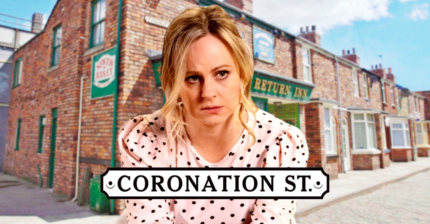 Sarah looking upset on Coronation Street against show logo and background (Credit: ITV/Composite: ED!)