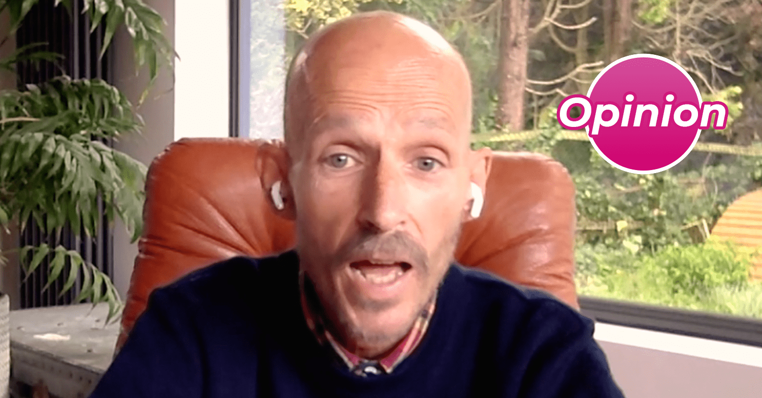 Jonnie Irwin speaking from his home with garden in background