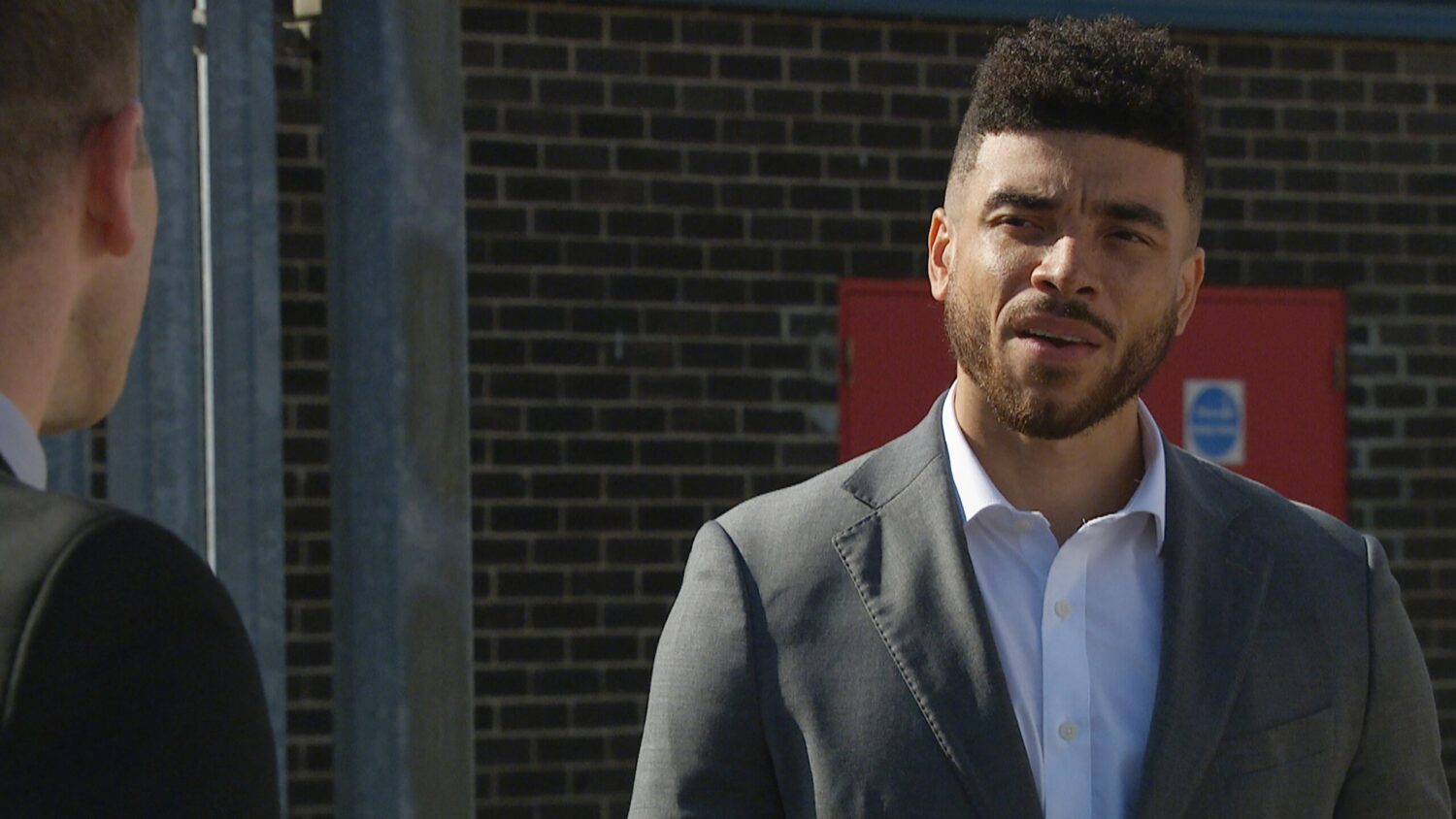 Nate talking to Harry on Emmerdale