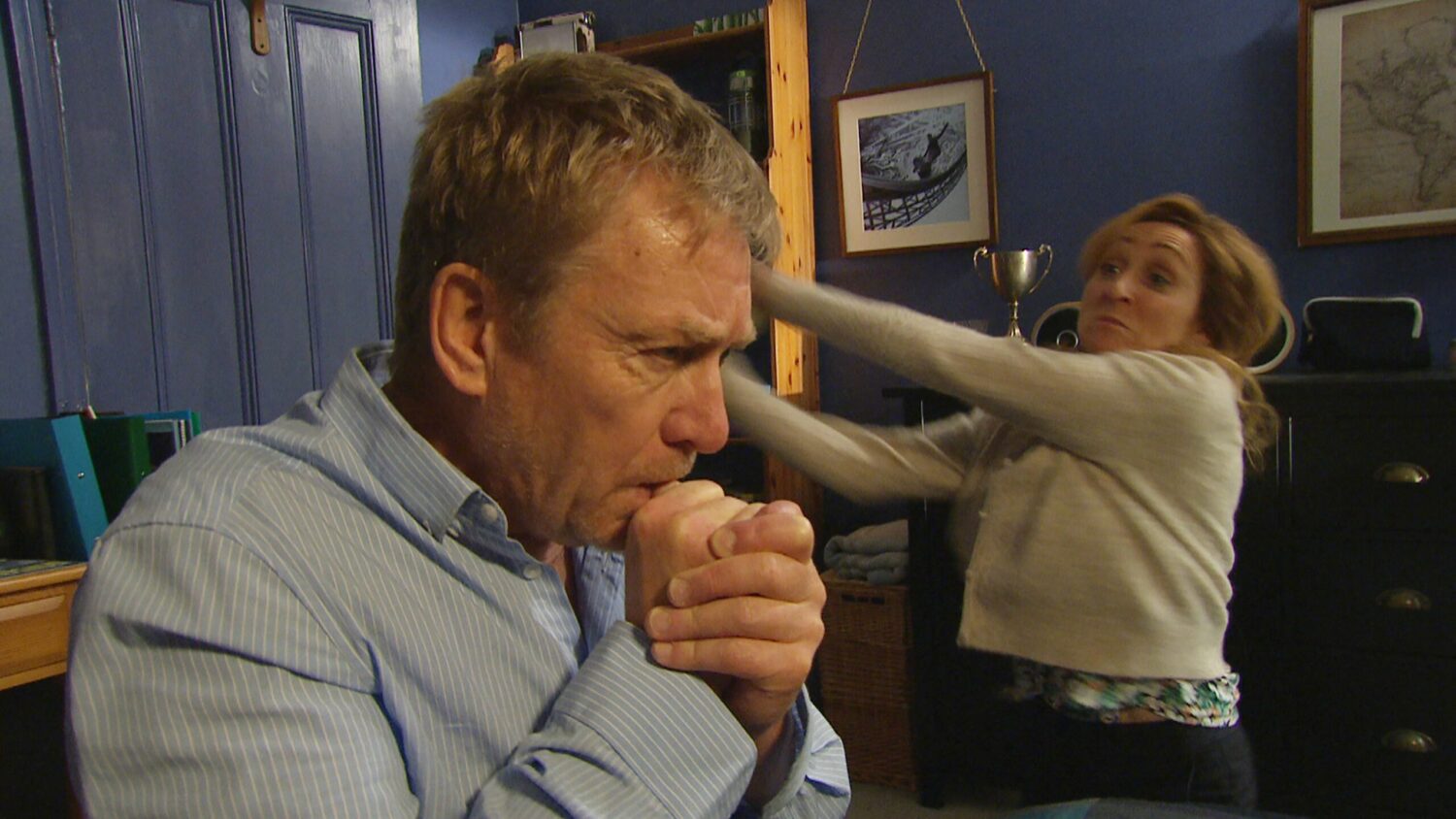 Laurel takes a swing at Colin on Emmerdale