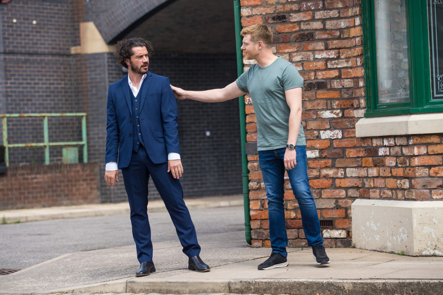 Adam talking to Daniel on Coronation Street tonight