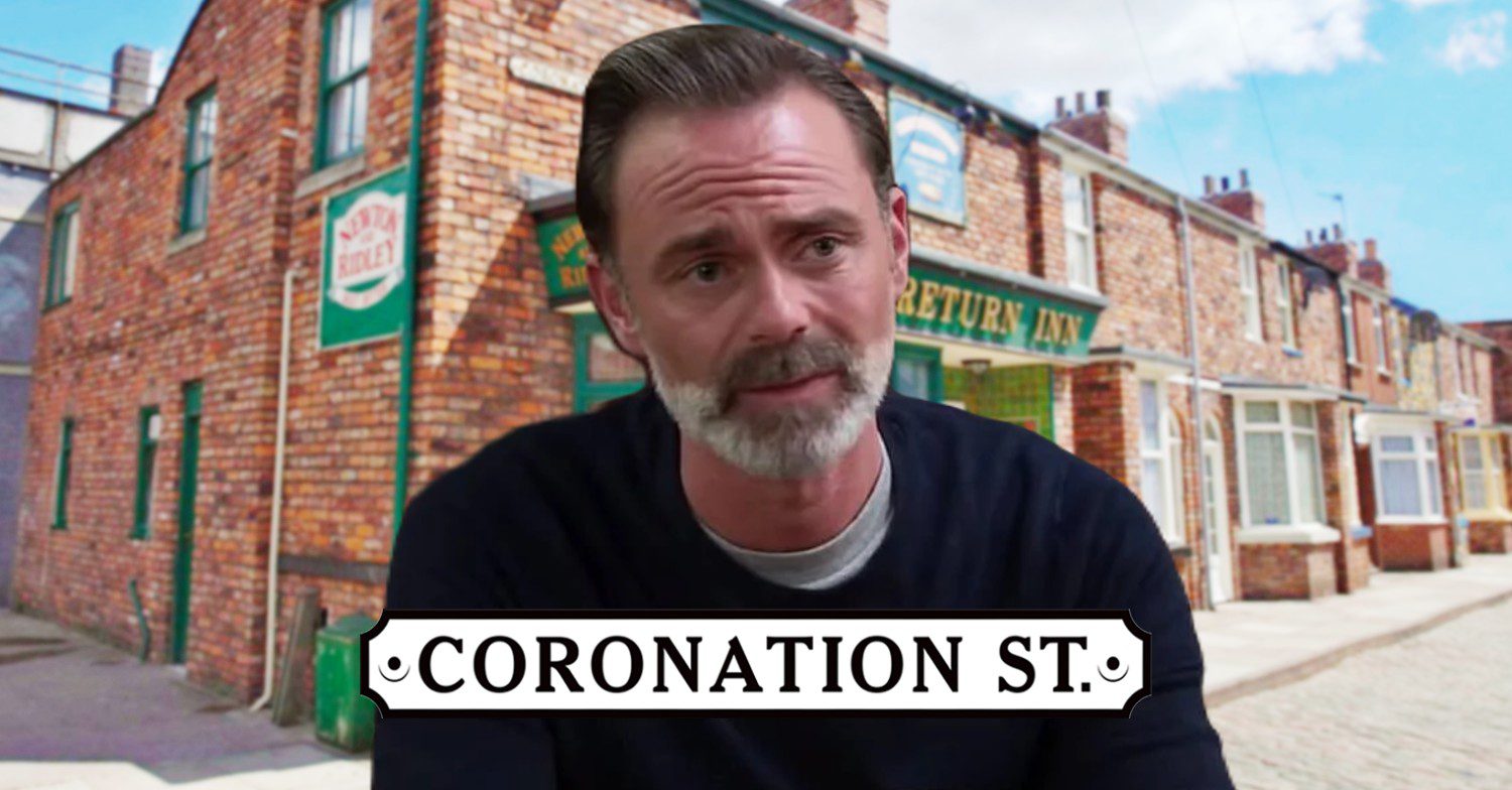Billy looks worried on Coronation Street; inset, show logo and background (Credit: ITV/Composite: ED!)