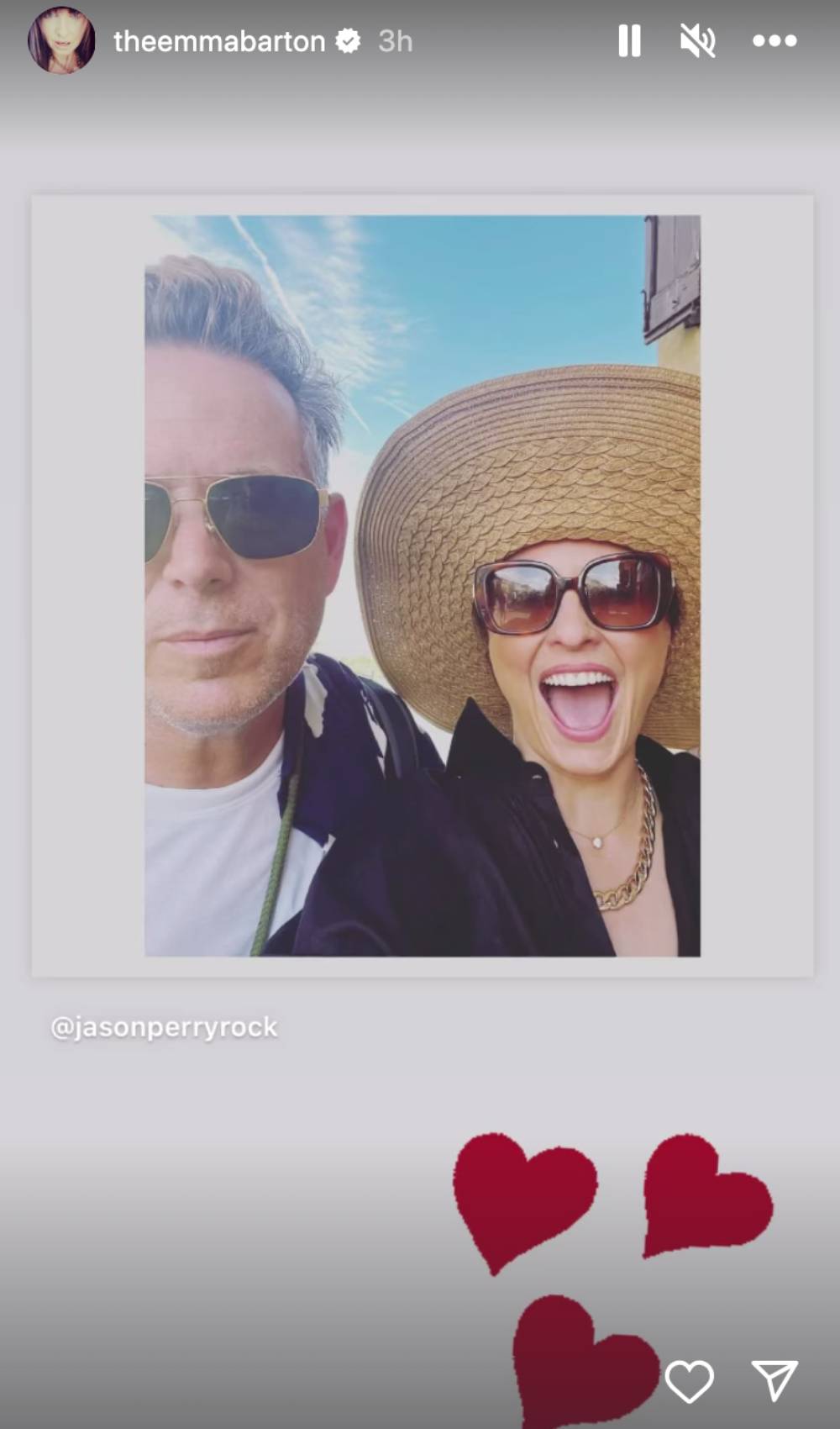 Emma Barton with her boyfriend in an Instagram Story