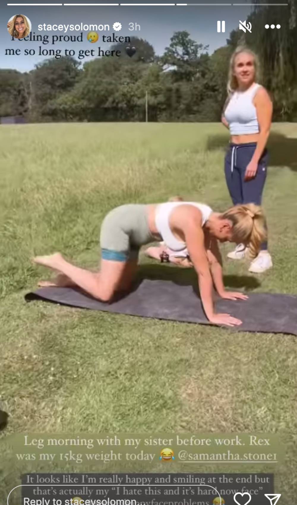 Stacey Solomon training with her secret sister Samantha Stone