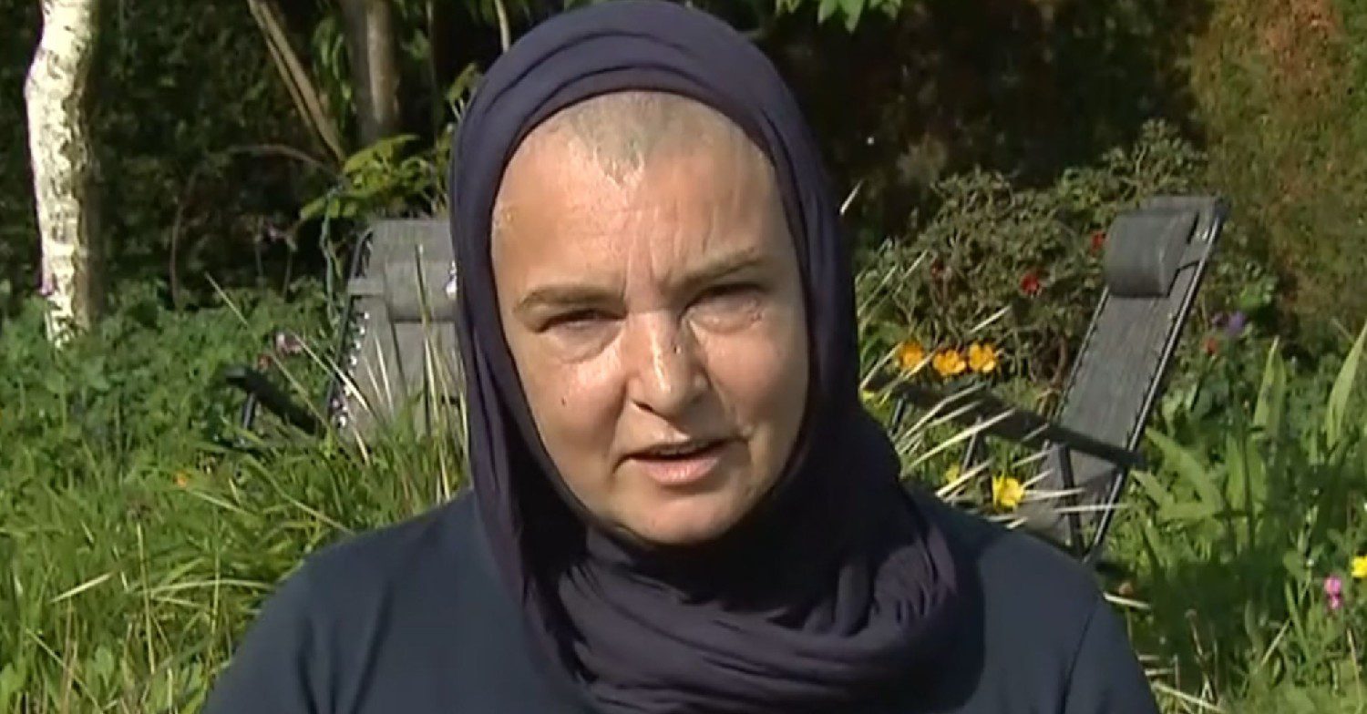 Sinead O'Connor speaking in a garden on GMB