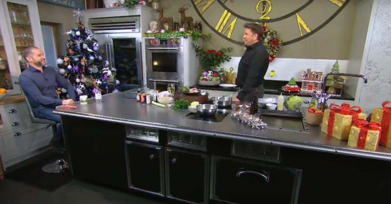 Chef James Martin speaking to Fred Sirieix on his ITV show