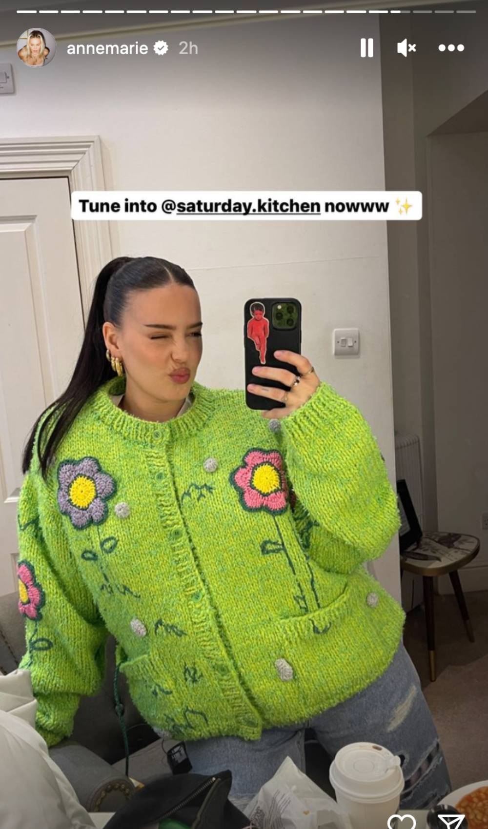 Anne-Marie shares a selfie on Instagram ahead of Saturday Kitchen today
