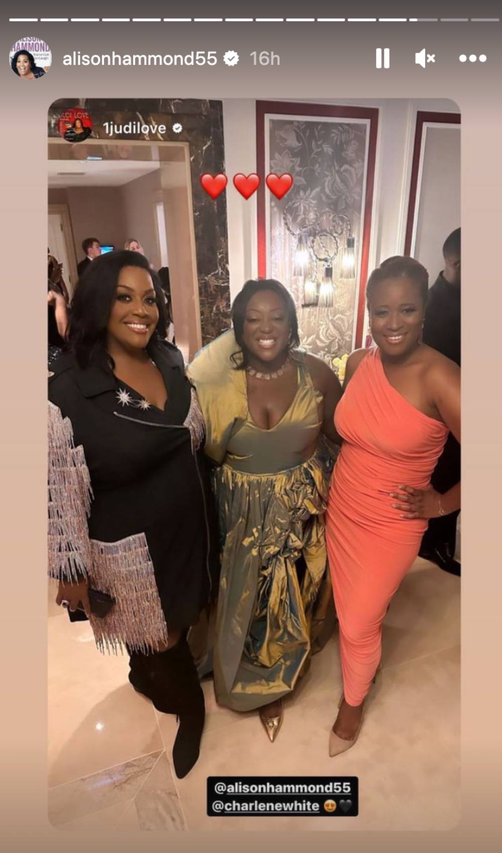 Alison Hammond poses for a snap alongside Judi Love and Charlene White