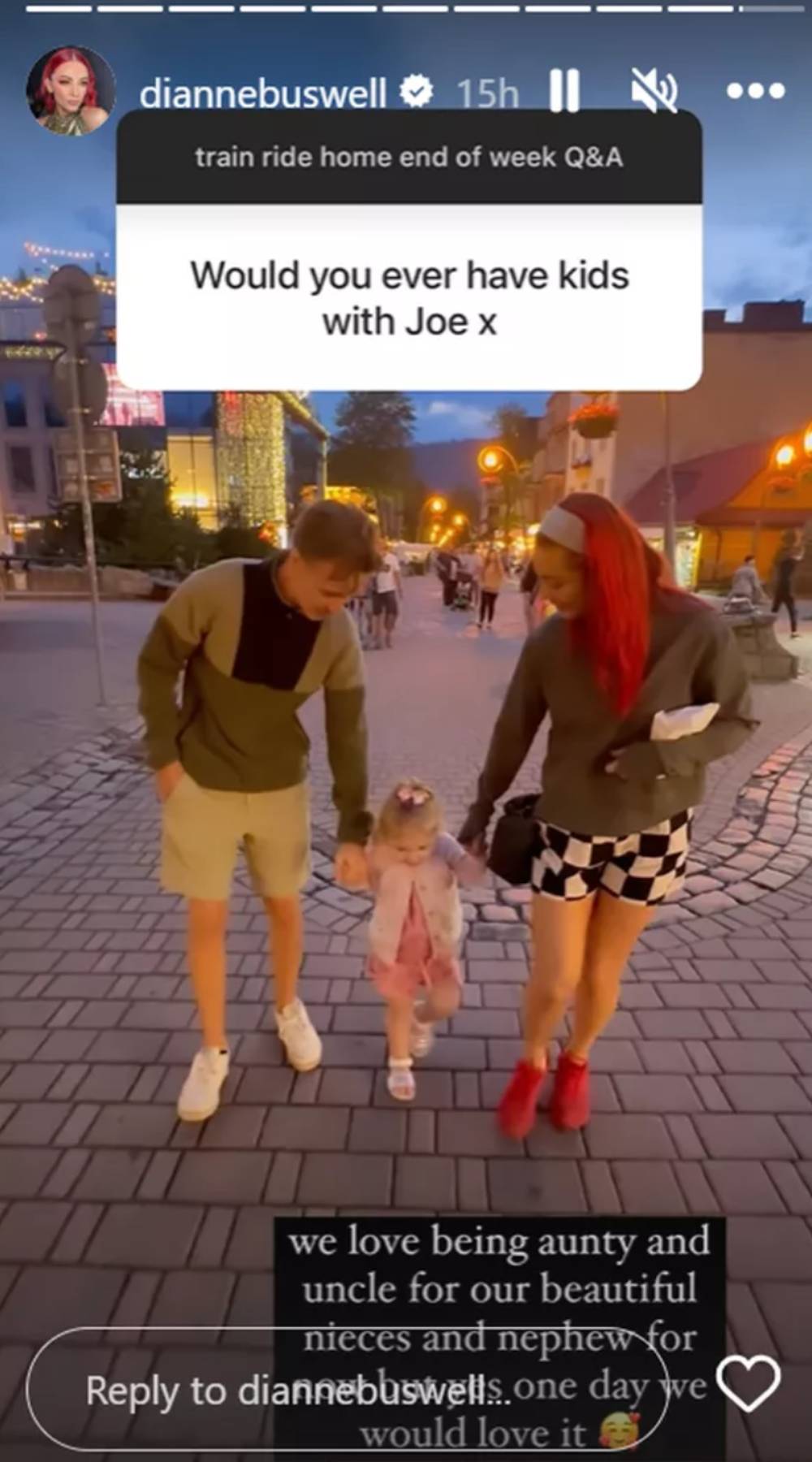 Strictly star Dianne Buswell replies to a fan question on Instagram