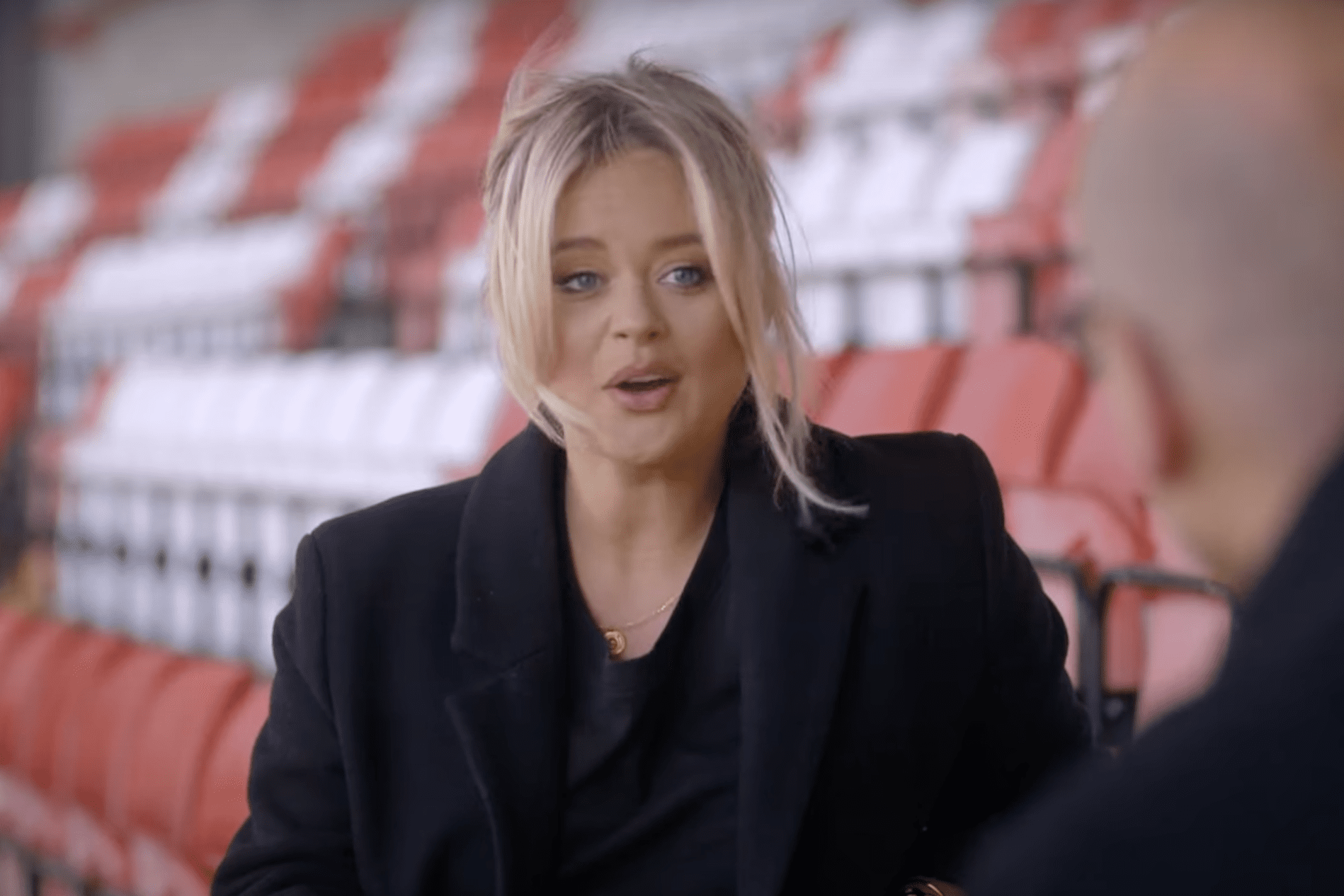 Emily Atack talking on BBC show