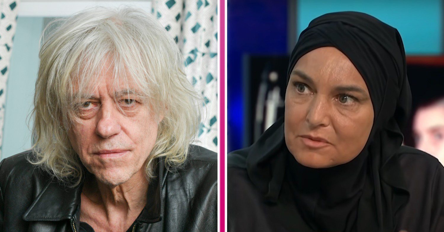 Singers Bob Geldof and Sinéad O'Connor next to each other