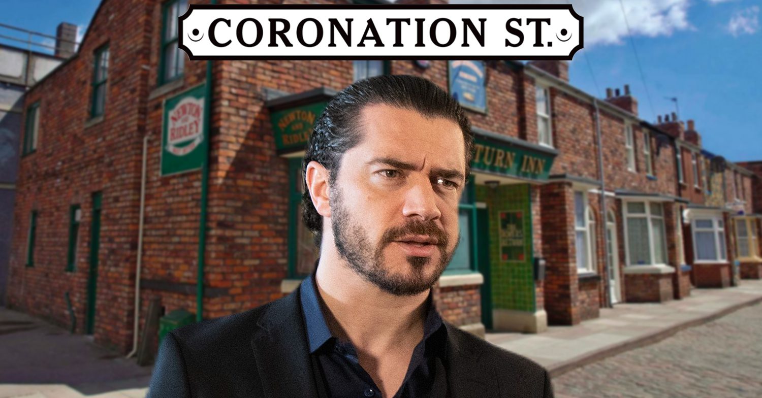 Coronation Street's Adam, the Coronation Street logo and background of the Rovers