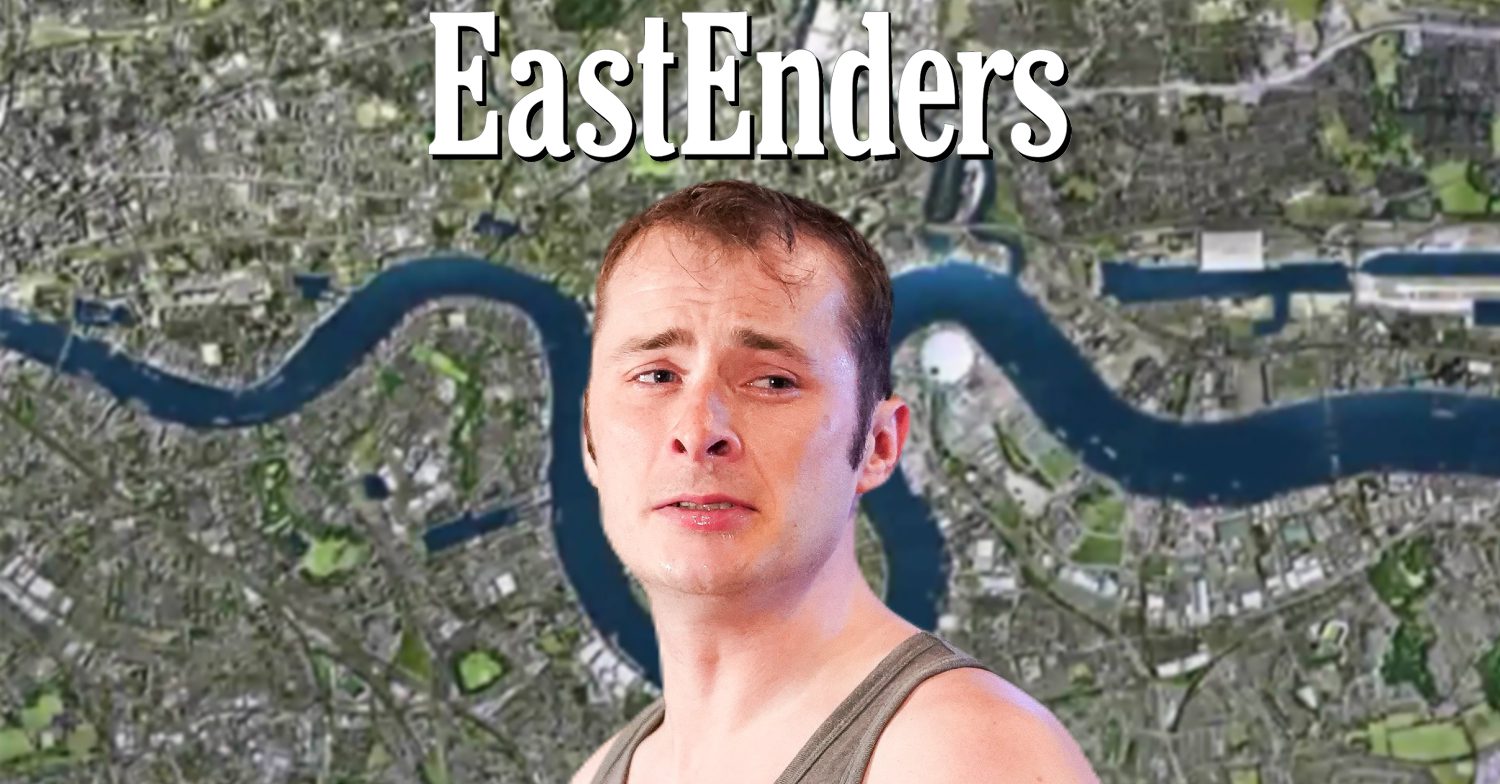 EastEnders' Ben, the EastEnders logo and background of the Thames