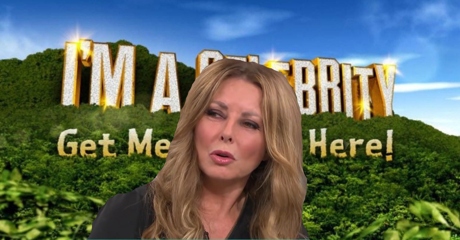 I'm A Celeb logo with Carol Vorderman looking stern