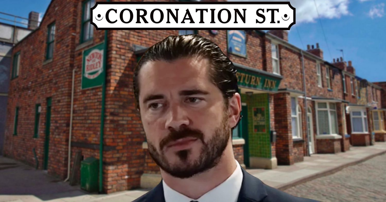 Coronation Street's Adam, the Coronation Street logo and background of the Rovers