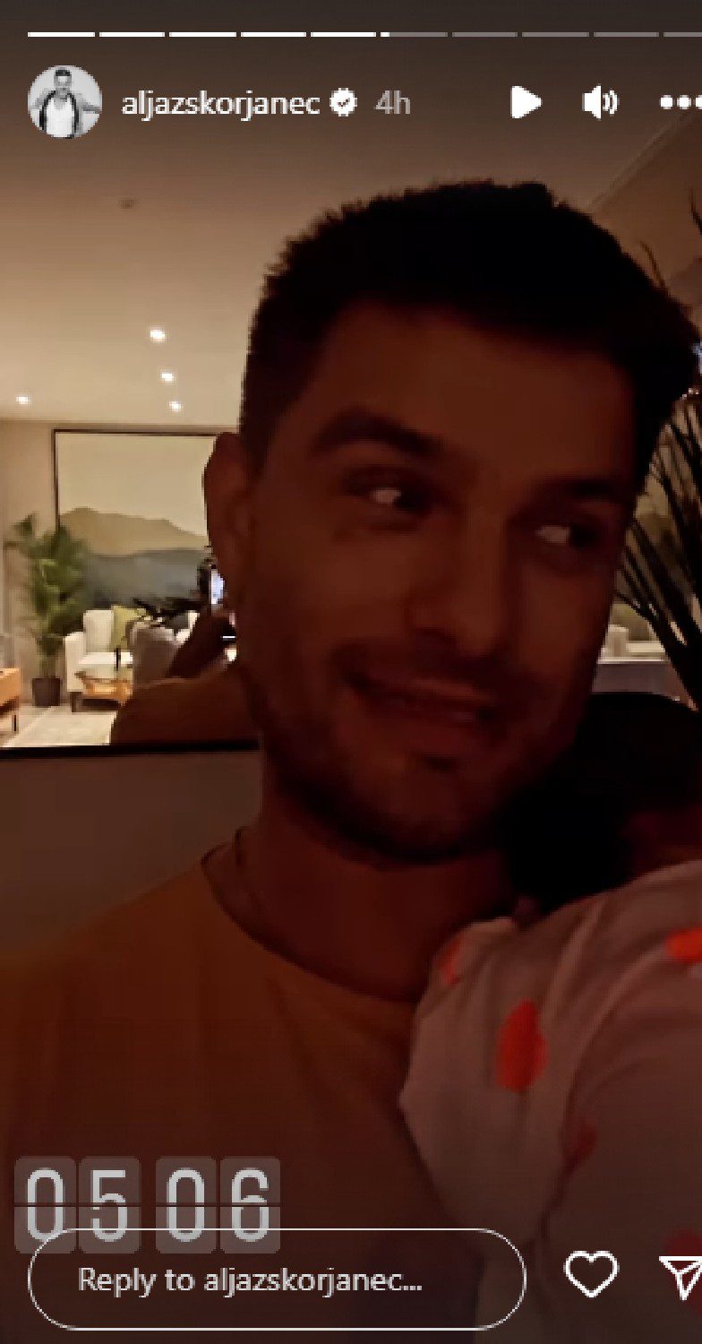 Aljaz Skorjanec with baby Lyra on Instagram
