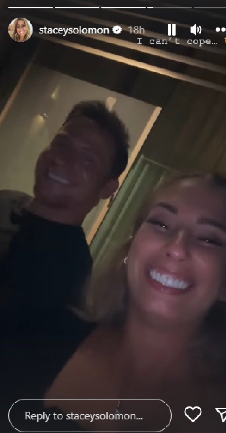 Stacey Solomon and Joe Swash laughing on Instagram