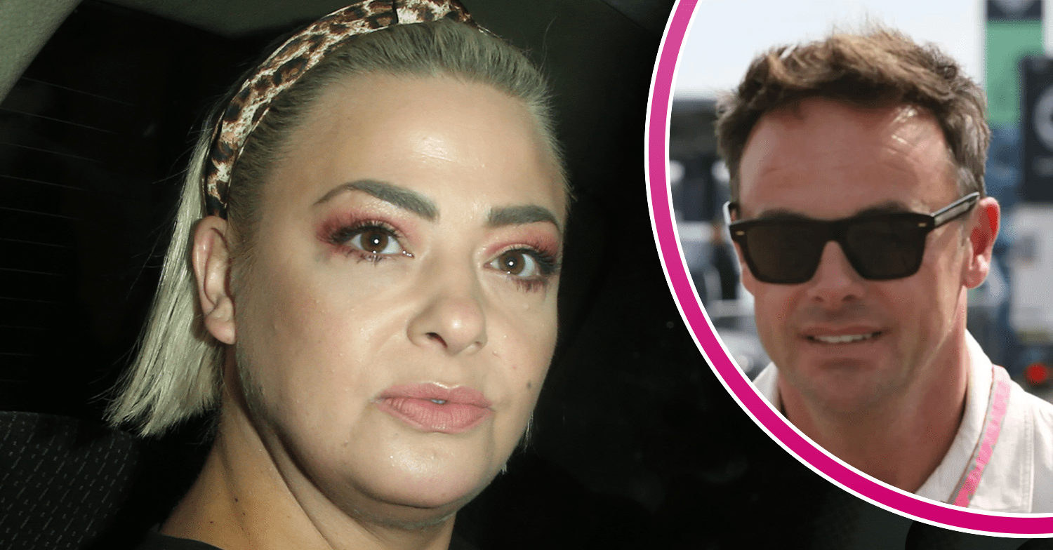 Lisa Armstrong in a car and Ant McPartlin wearing sunglasses