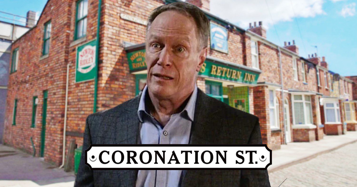 Stephen looking worried on Coronation Street; inset, Rovers background and show logo (Credit: ITV/Composite: ED!)