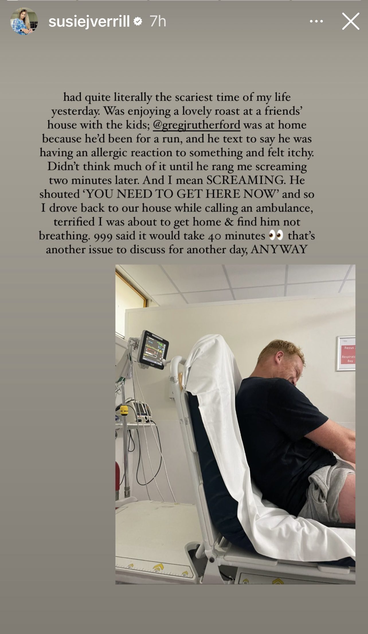 Greg Rutherford in hospital bed