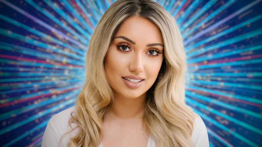Nikita Kanda against a blue Strictly background