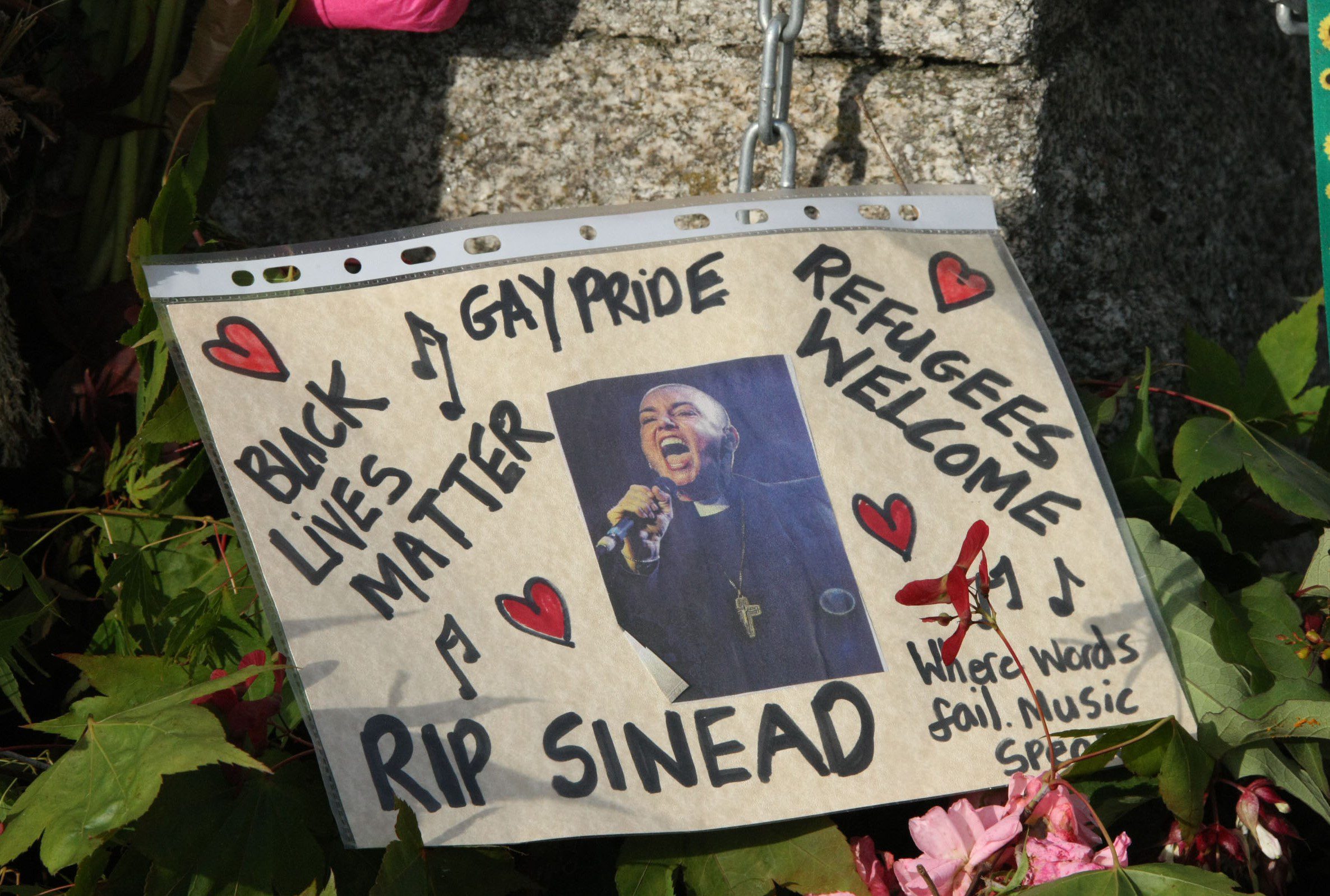 Tributes left for Sinead O'Connor during funeral