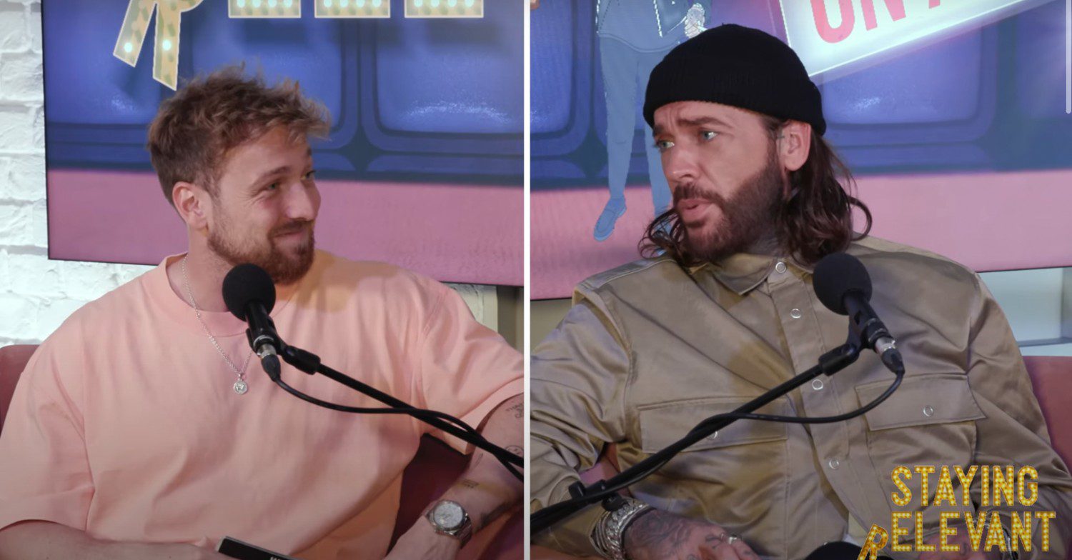 Staying Relevant podcast hosts Sam and Pete talking while sat down