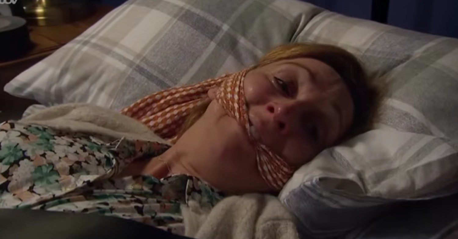 Laurel gagged and scared on Emmerdale