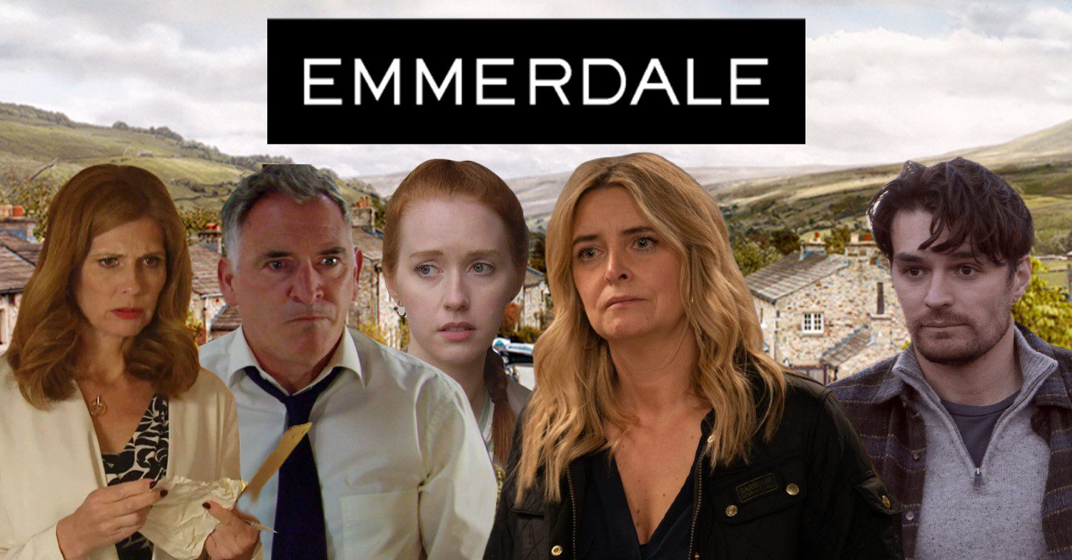 Composite image of Charity, Chloe, Bernice, Bob and Mack on Emmerdale (Credit: ITV/Composite: ED!)