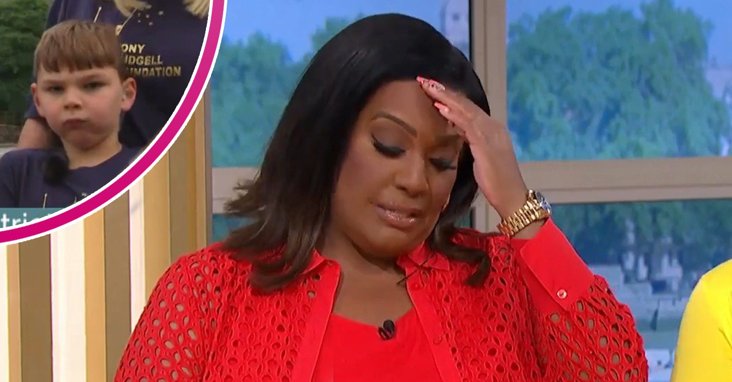 Alison Hammond with head in her hand and Tony Hudgell in bubble