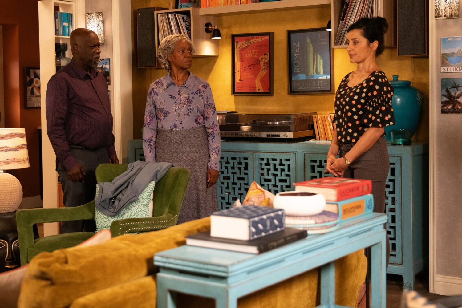 Charles, Victor. Claudette and Manpreet talk on Emmerdale